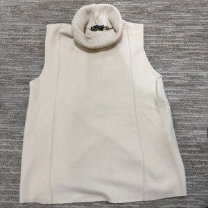 Zara Cream Sleeveless Turtleneck Blouse